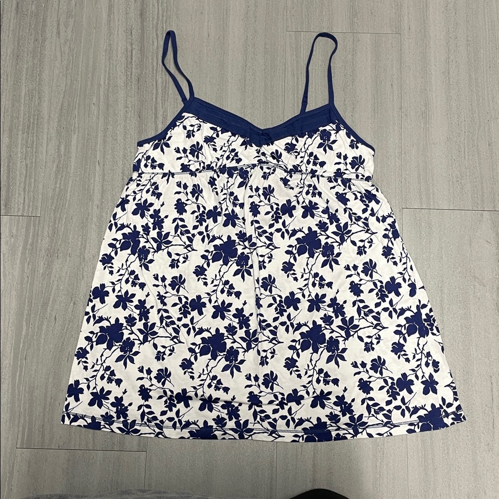 Floral Blue and White Women's Tank Top
